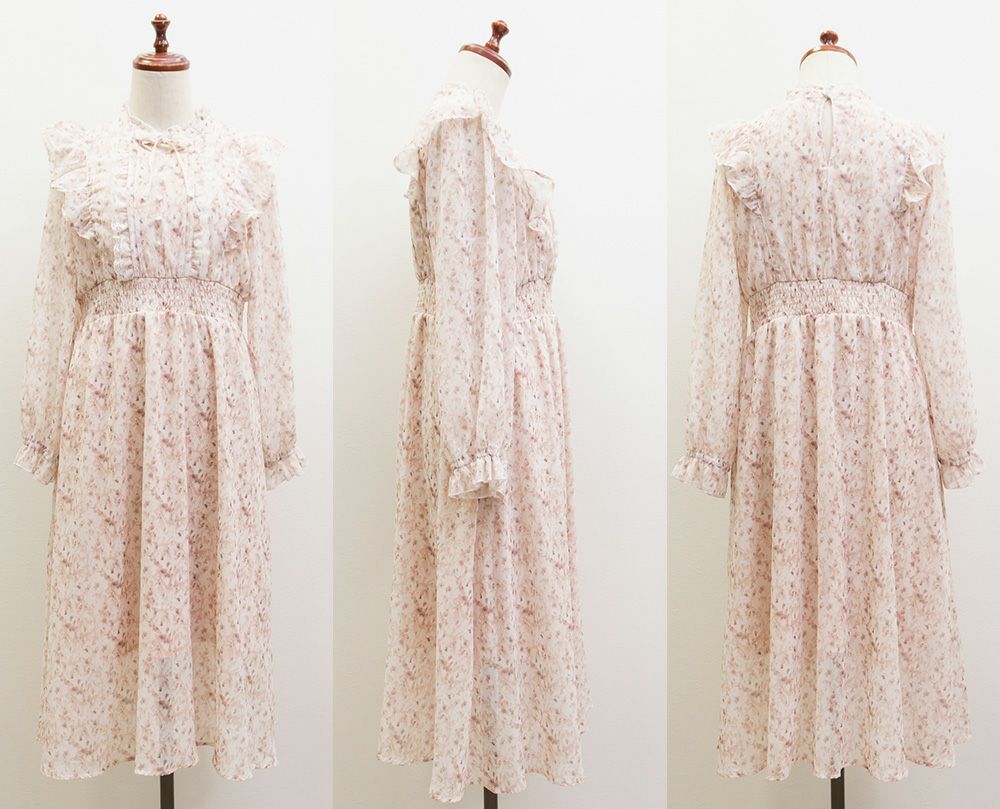 花柄フリルシフォンワンピース | 大きいサイズ レディース専門店