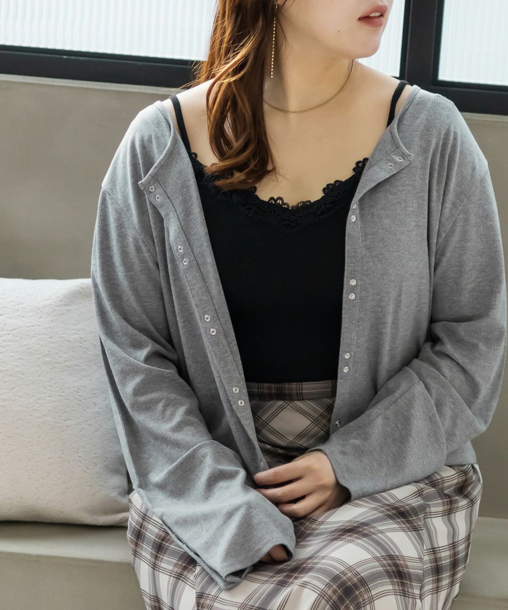 レース付きニットキャミソール | 大きいサイズ レディース専門店