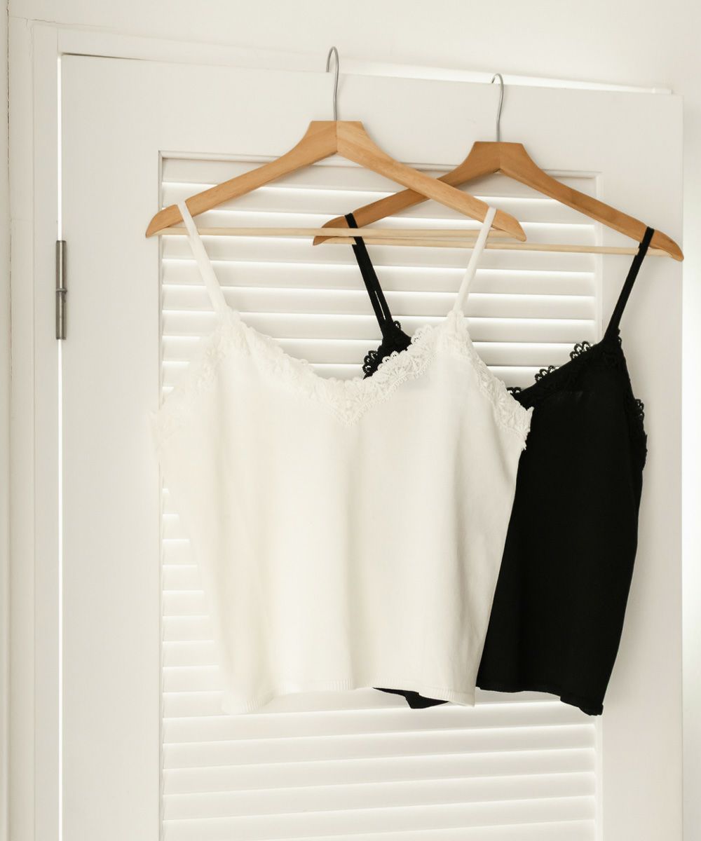 レース付きニットキャミソール | 大きいサイズ レディース専門店