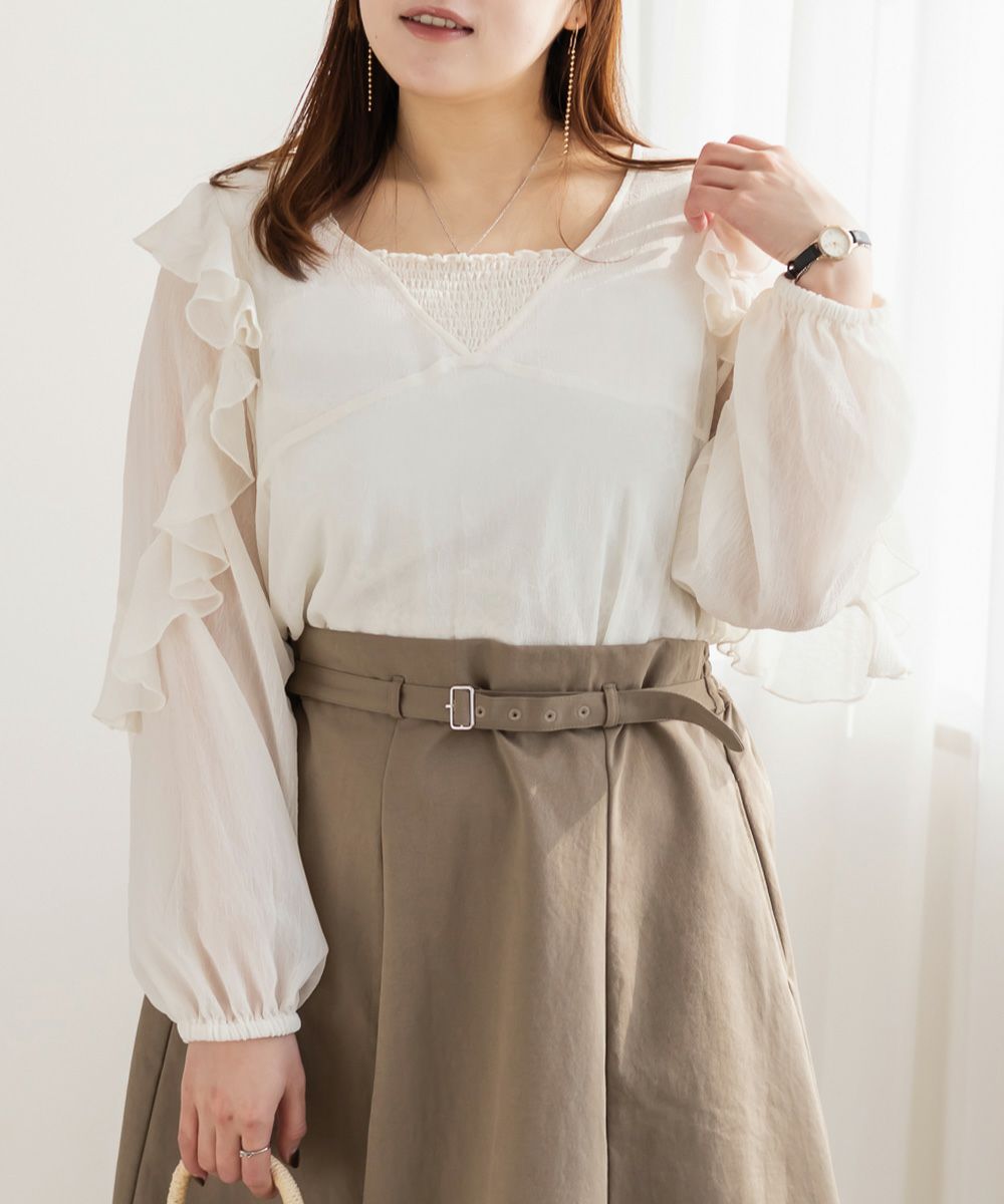 CLETTEオリジナルシアーラッフルフリルブラウス | 大きいサイズ