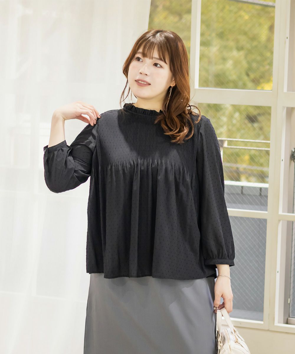 細プリーツドットブラウス | 大きいサイズ レディース専門店 CLETTE